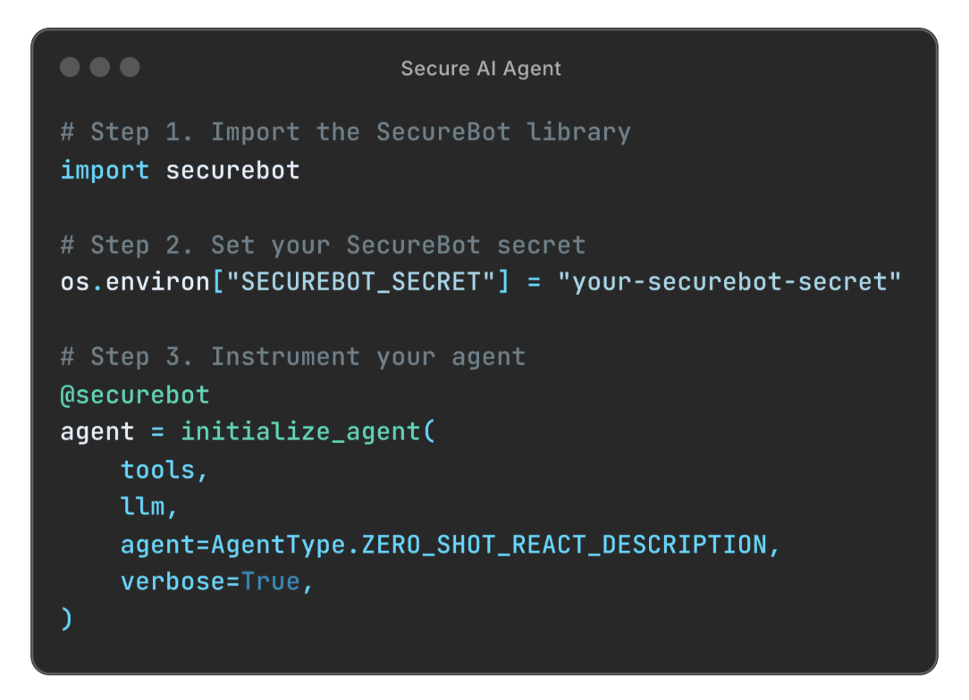 SecureBot installation code example